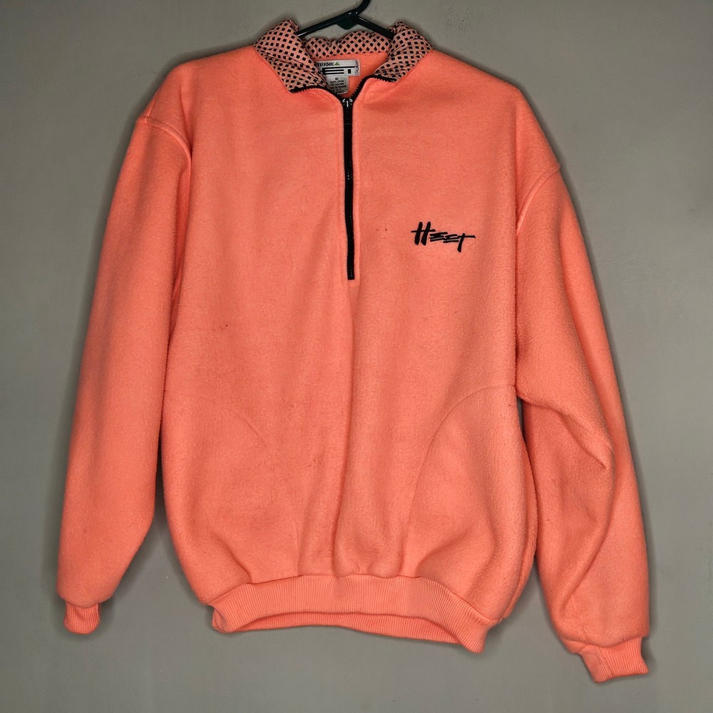 Vtg Y2K Coral‎ Fleece 1/4 Zip Pullover Sweatshirt M Retro Streetwear 90s Lounge